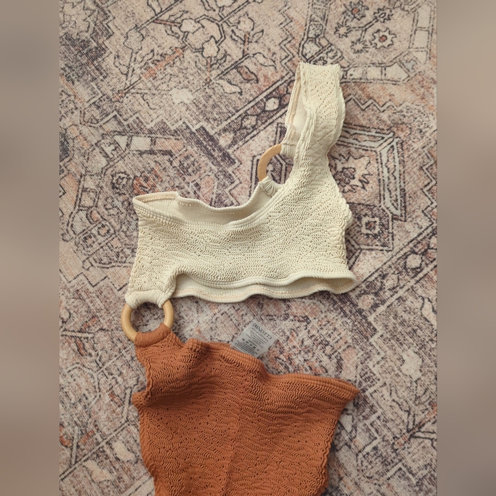 Free People Cleonie Swim One Size Dana Maillot Shell Swimsuit Espresso Shell New - Picture 7 of 8